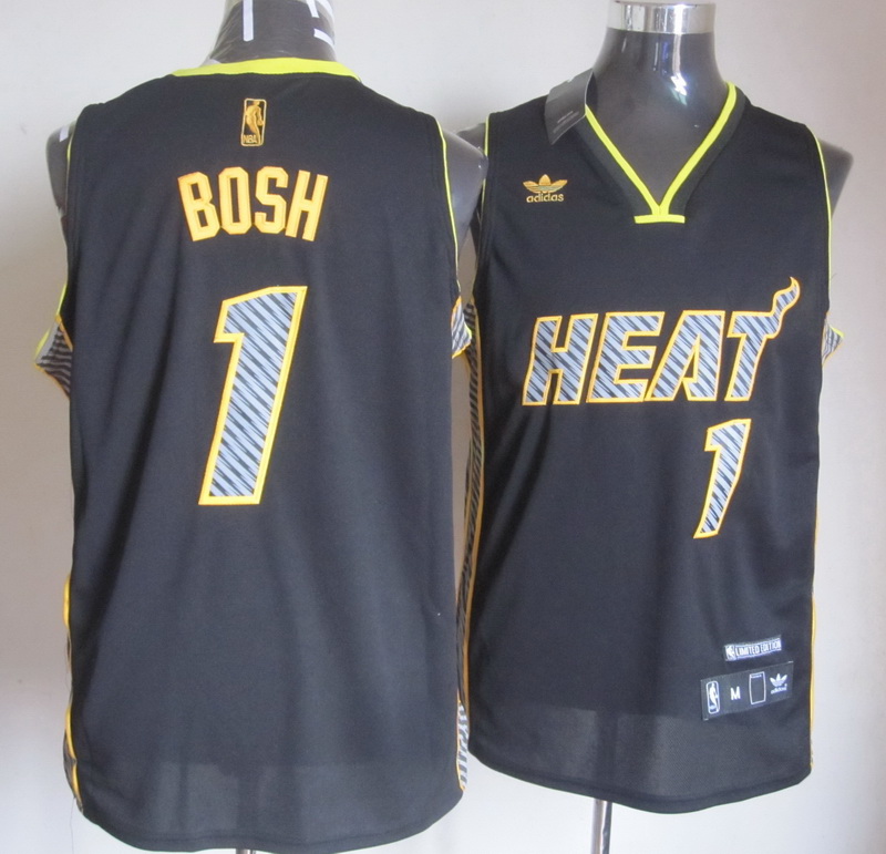  NBA Miami Heat 1 Chris Bosh Electricity Fashion Swingman Black Jersey